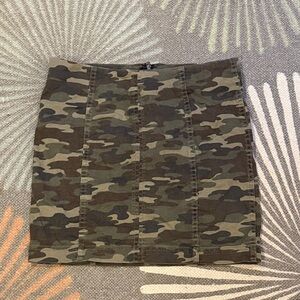 Free People Camo Panel Mini Skirt in Olive and Brown
